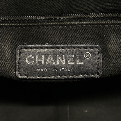 Chanel Chain Tote Quilted Caviar Leather Black Silver — view 5