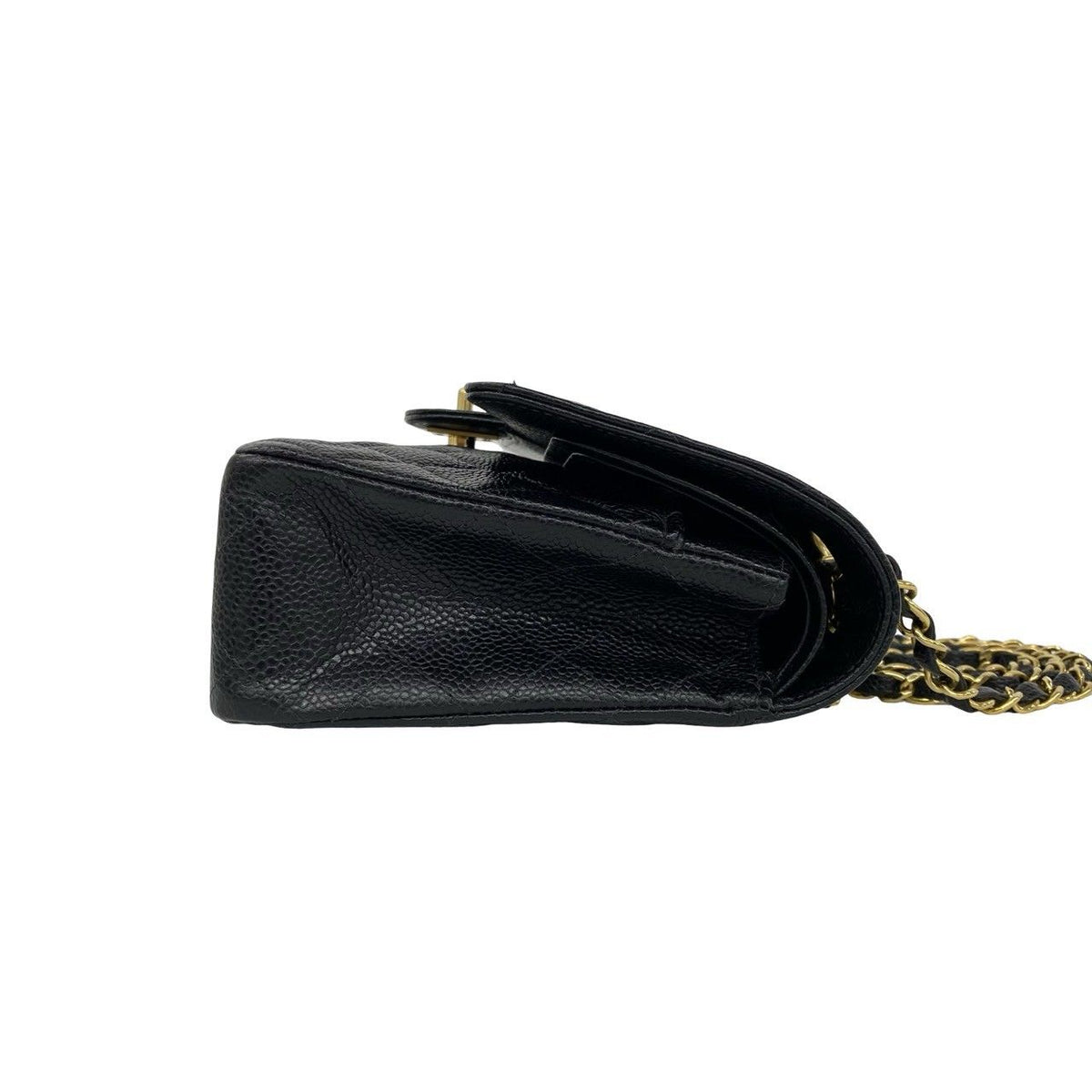 Chanel Quilted CC Logo Double Flap Caviar Leather Shoulder Bag Black — view 6