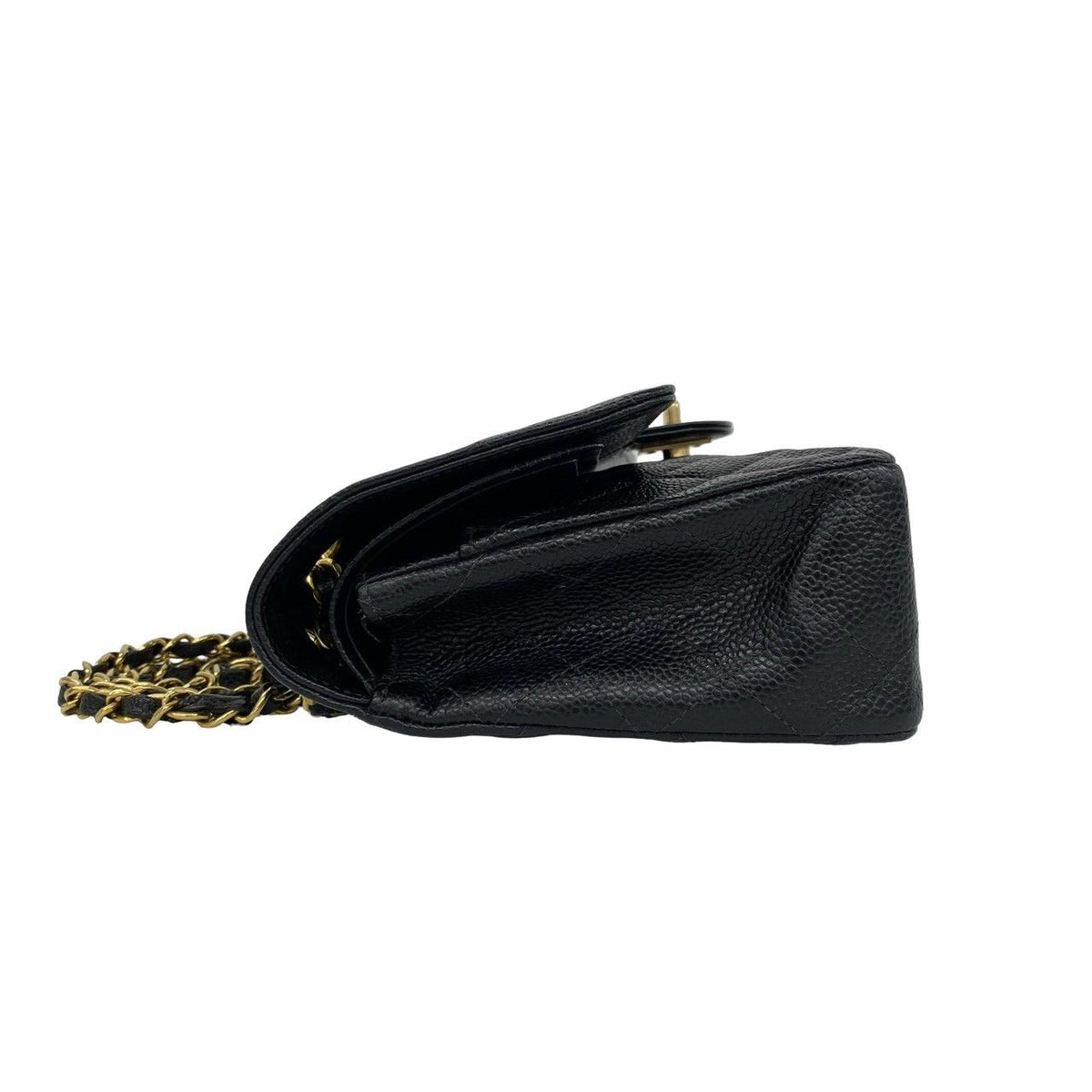 Chanel Quilted CC Logo Double Flap Caviar Leather Shoulder Bag Black — view 5