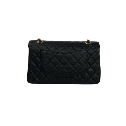 Chanel Quilted CC Logo Double Flap Caviar Leather Shoulder Bag Black — view 3