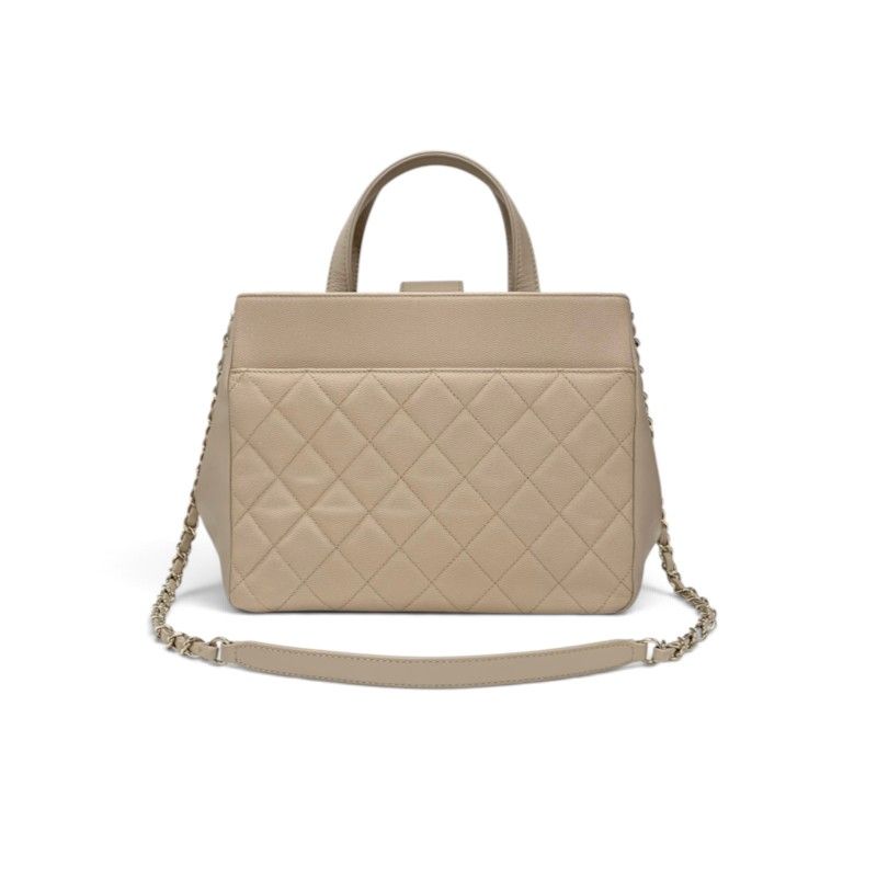 Chanel Business Affinity Shoulder Bag Beige Gold Quilted CC Logo Turnlock — view 3