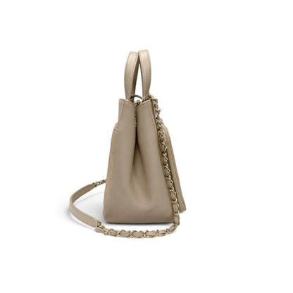 Chanel Business Affinity Shoulder Bag Beige Gold Quilted CC Logo Turnlock — view 2