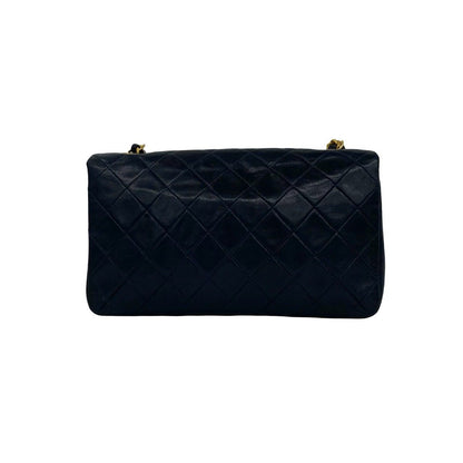 Chanel Vintage Quilted Coco Full Flap Lambskin Chain Shoulder Bag Navy — view 3