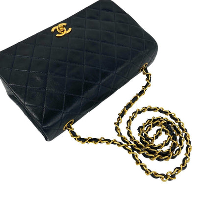 Chanel Vintage Quilted Coco Full Flap Lambskin Chain Shoulder Bag Navy — view 4