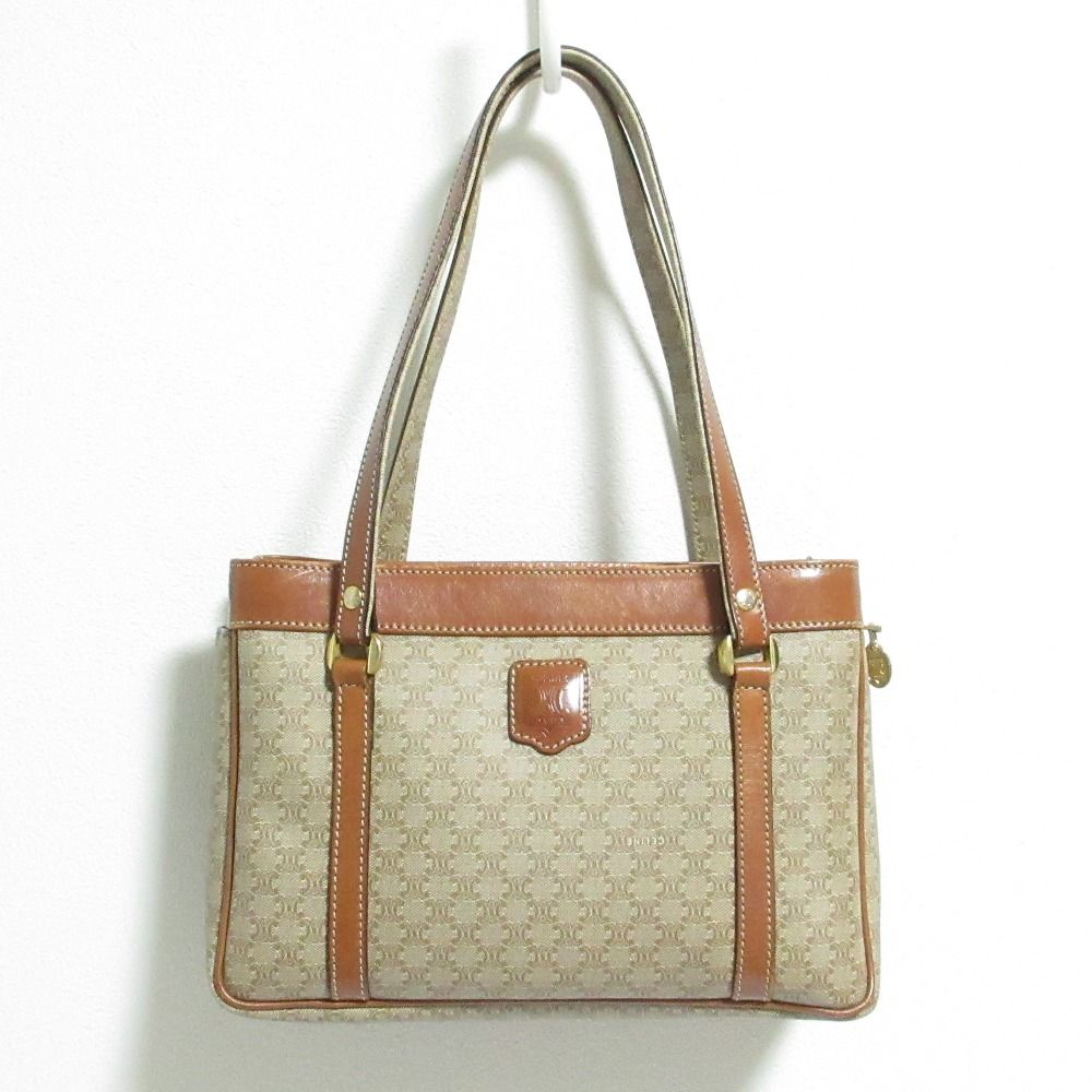 Celine Macadam Leather Tote Beige Brown