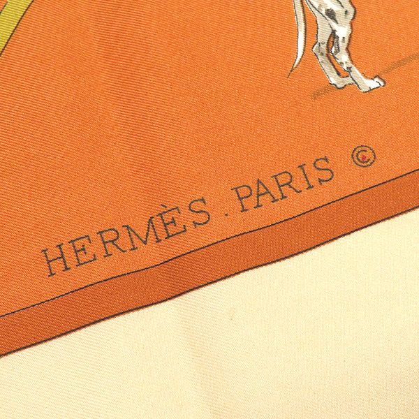 Hermes Scarf Carre 90 Silk Orange les Voitures Transformation Foldable — view 7
