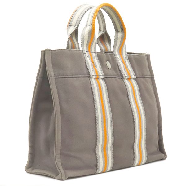 Hermes Tote Fourre Tout PM Canvas Gray Orange White Silver Ginza Limited — view 2