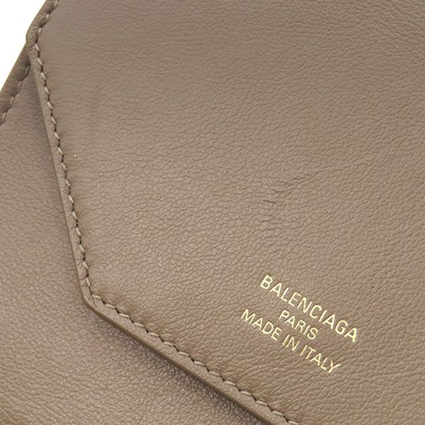 Balenciaga Trifold Wallet Envelope Compact Leather Brown Gold Coin Purse — view 5