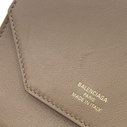 Balenciaga Trifold Wallet Envelope Compact Leather Brown Gold Coin Purse — view 5