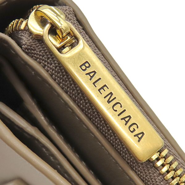 Balenciaga Trifold Wallet Envelope Compact Leather Brown Gold Coin Purse — view 6