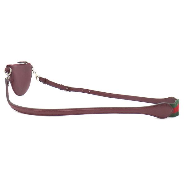 Gucci Shoulder Bag Logo Micro Leather Bordeaux Silver Red Green Web — view 2