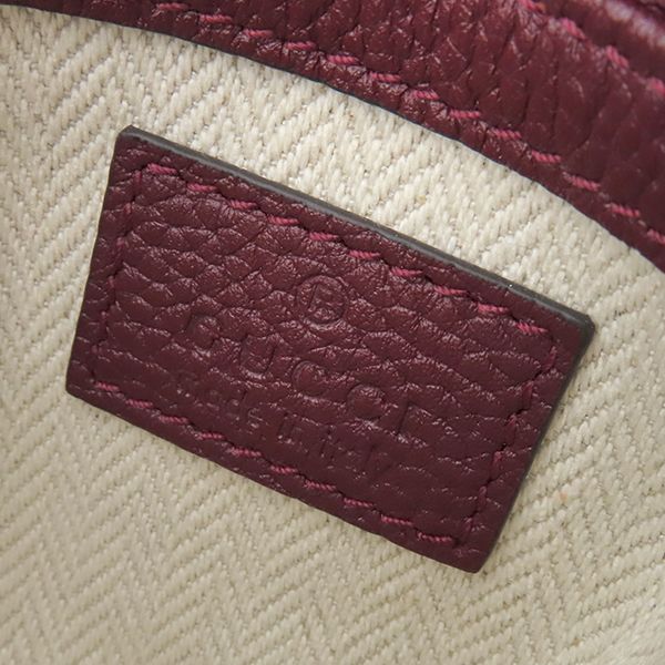 Gucci Shoulder Bag Logo Micro Leather Bordeaux Silver Red Green Web — view 7