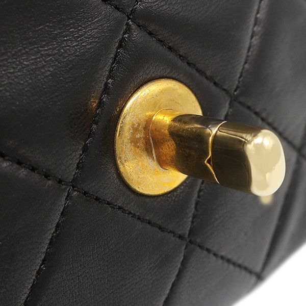 Chanel Shoulder Bag Quilted 27 Chain Lambskin Black Gold Single Flap — view 8