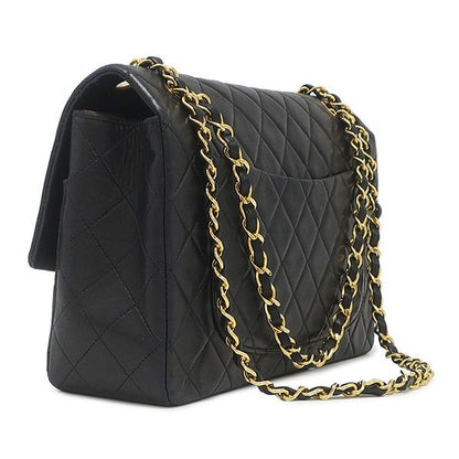 Chanel Shoulder Bag Quilted 27 Chain Lambskin Black Gold Single Flap — view 2