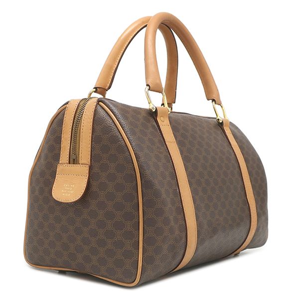Celine Boston Bag Macadam Pattern Leather Brown Gold — view 2