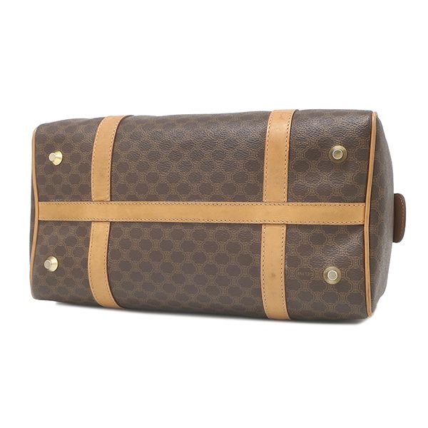Celine Boston Bag Macadam Pattern Leather Brown Gold — view 3