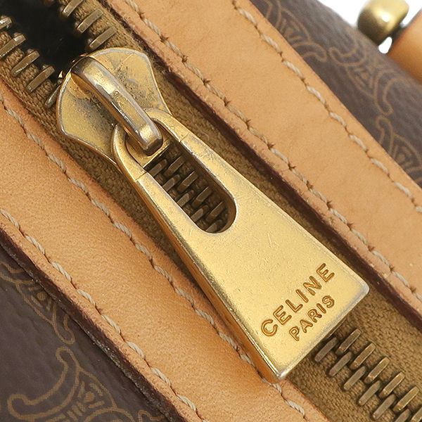 Celine Boston Bag Macadam Pattern Leather Brown Gold — view 5