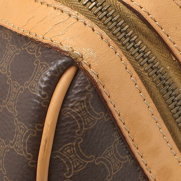 Celine Boston Bag Macadam Pattern Leather Brown Gold — view 6