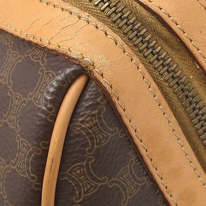 Celine Boston Bag Macadam Pattern Leather Brown Gold — view 6