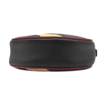 Gucci Shoulder Bag GG Marmont Round Leather Black Beige Red Gold Chain — view 3