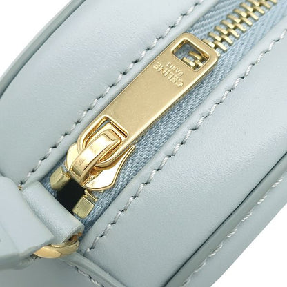 Celine Shoulder Bag Oval Perth Cuir Triomphe Leather Ice Blue Gold Light Mini — view 7