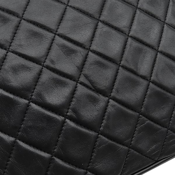 Chanel Shoulder Bag Quilted Lambskin Black Gold Fringe 25 — view 6
