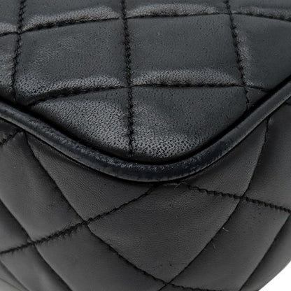 Chanel Shoulder Bag Quilted Lambskin Black Gold Fringe 25 — view 4