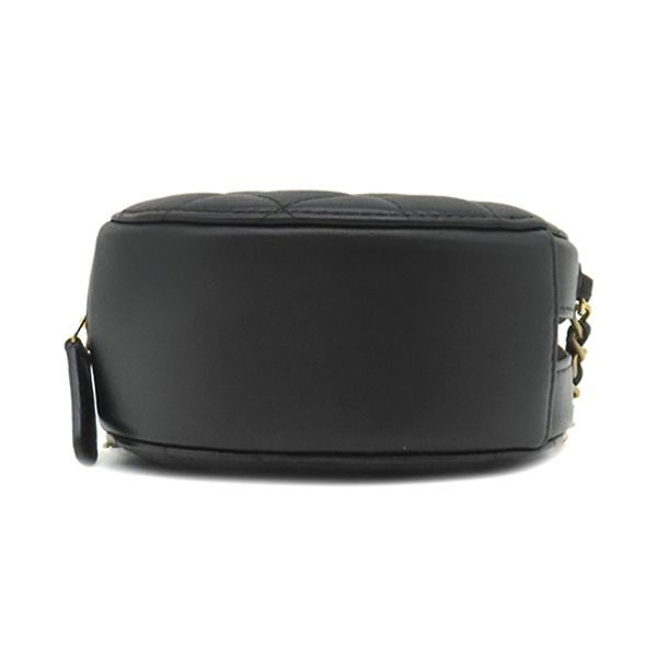 Chanel Shoulder Bag Quilted Chain Lambskin Black Gold Round Circle 27 — view 3
