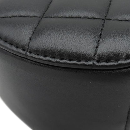 Chanel Shoulder Bag Quilted Chain Lambskin Black Gold Round Circle 27 — view 4