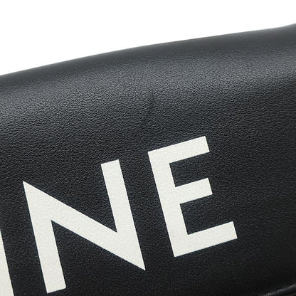 Celine Shoulder Bag Triangle Leather Black Silver Pochette Logo Print — view 5