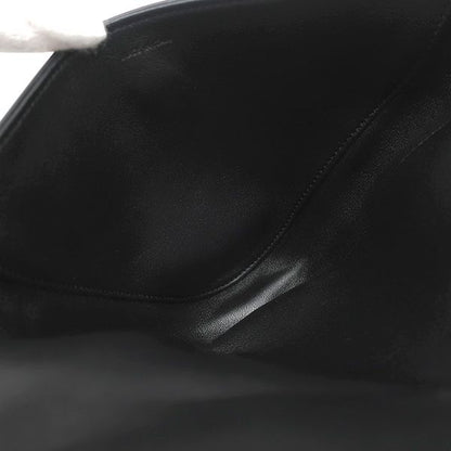 Celine Shoulder Bag Triangle Leather Black Silver Pochette Logo Print — view 7
