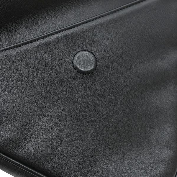 Celine Shoulder Bag Triangle Leather Black Silver Pochette Logo Print — view 6