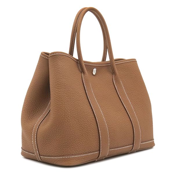 Hermes Tote Garden Party TPM 30 Negotiating Gold Silver All Leather — view 2