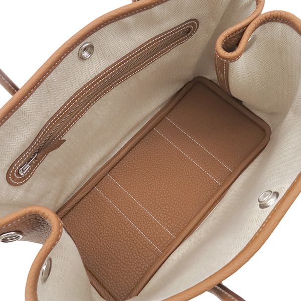 Hermes Tote Garden Party TPM 30 Negotiating Gold Silver All Leather — view 6