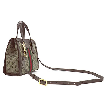 Gucci 2-Way Ophidia GG Small Tote Supreme Canvas Leather Beige Ebony Gold — view 2