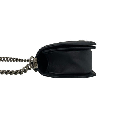 Chanel Boy CC Logo Caviar Leather Chain Shoulder Bag Black — view 5