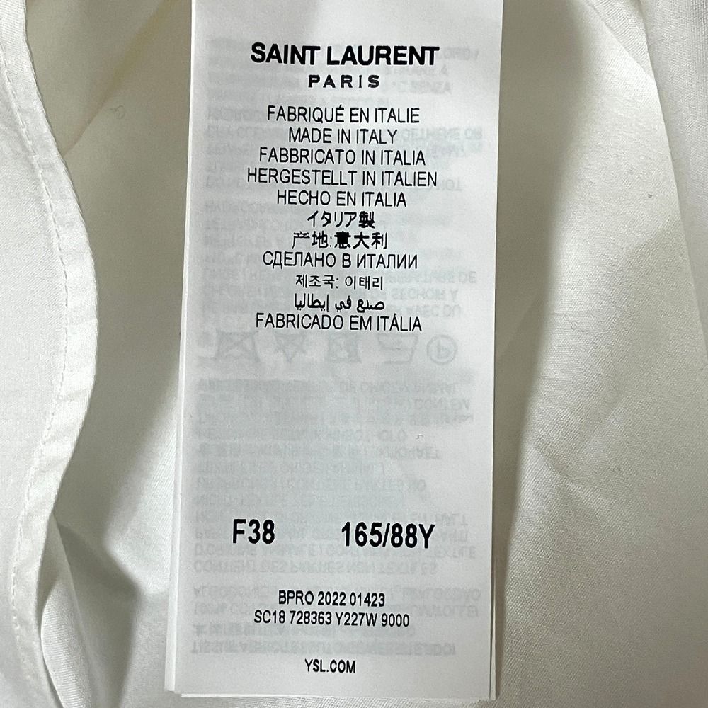 Saint Laurent Paris Front Ruffle Long Sleeve Shirt Blouse White 38 — view 6