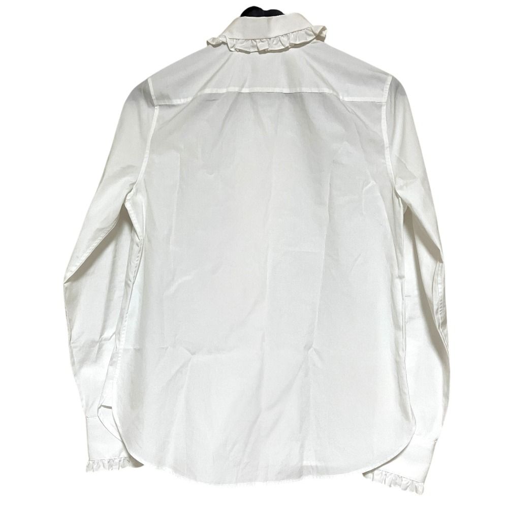 Saint Laurent Paris Front Ruffle Long Sleeve Shirt Blouse White 38 — view 2
