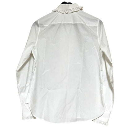 Saint Laurent Paris Front Ruffle Long Sleeve Shirt Blouse White 38 — view 2