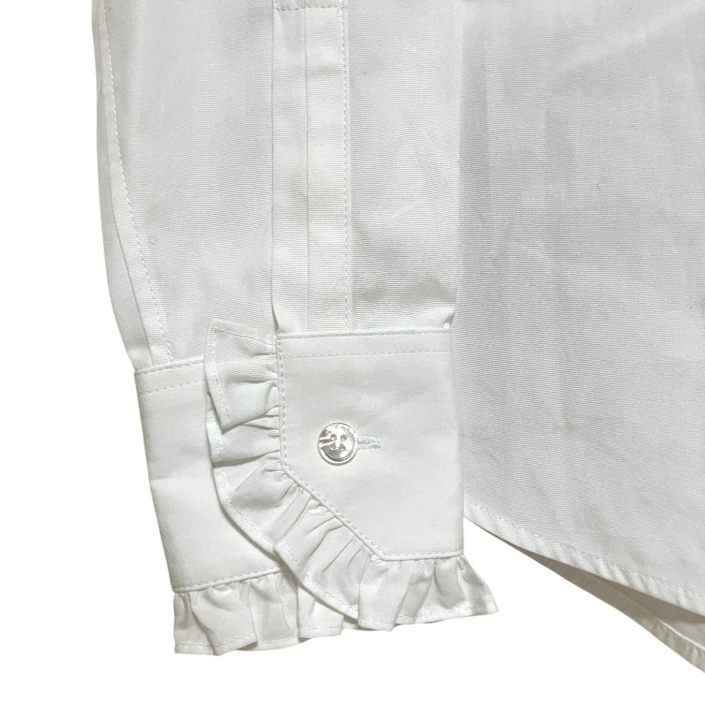 Saint Laurent Paris Front Ruffle Long Sleeve Shirt Blouse White 38 — view 4