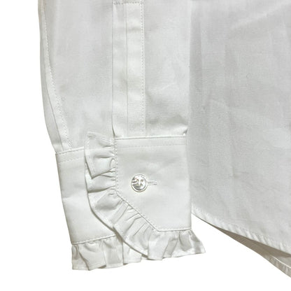 Saint Laurent Paris Front Ruffle Long Sleeve Shirt Blouse White 38 — view 4