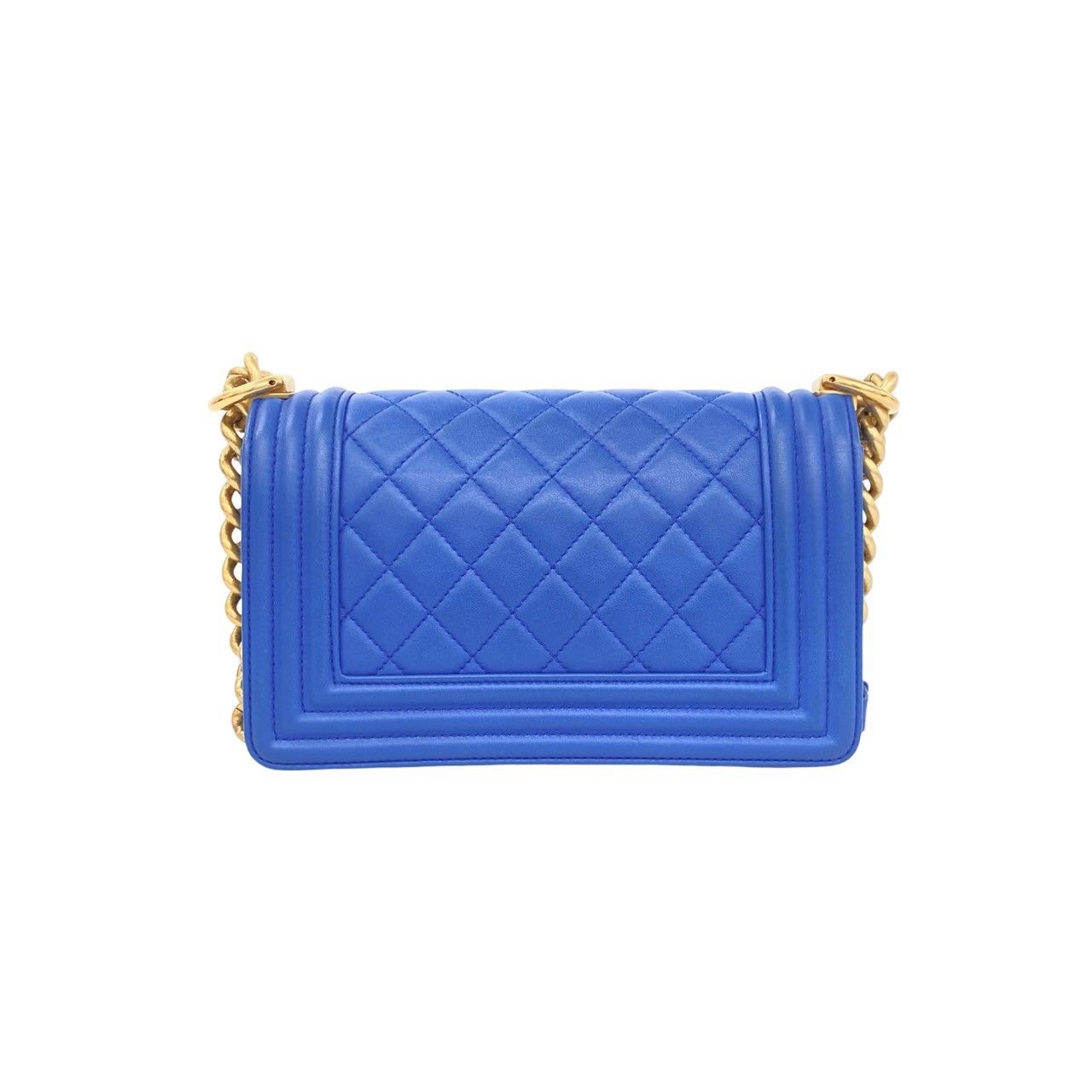 Chanel Boy CC Logo Lambskin 2-Way Chain Shoulder Bag Blue — view 3