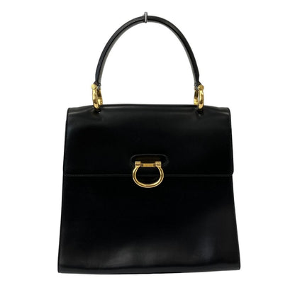 Celine Bit Leather Handbag Black Gold Colored