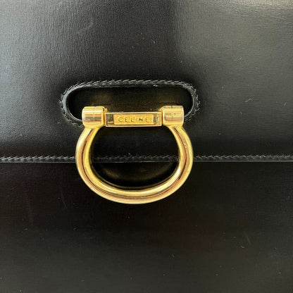 Celine Bit Leather Handbag Black Gold Colored — view 6