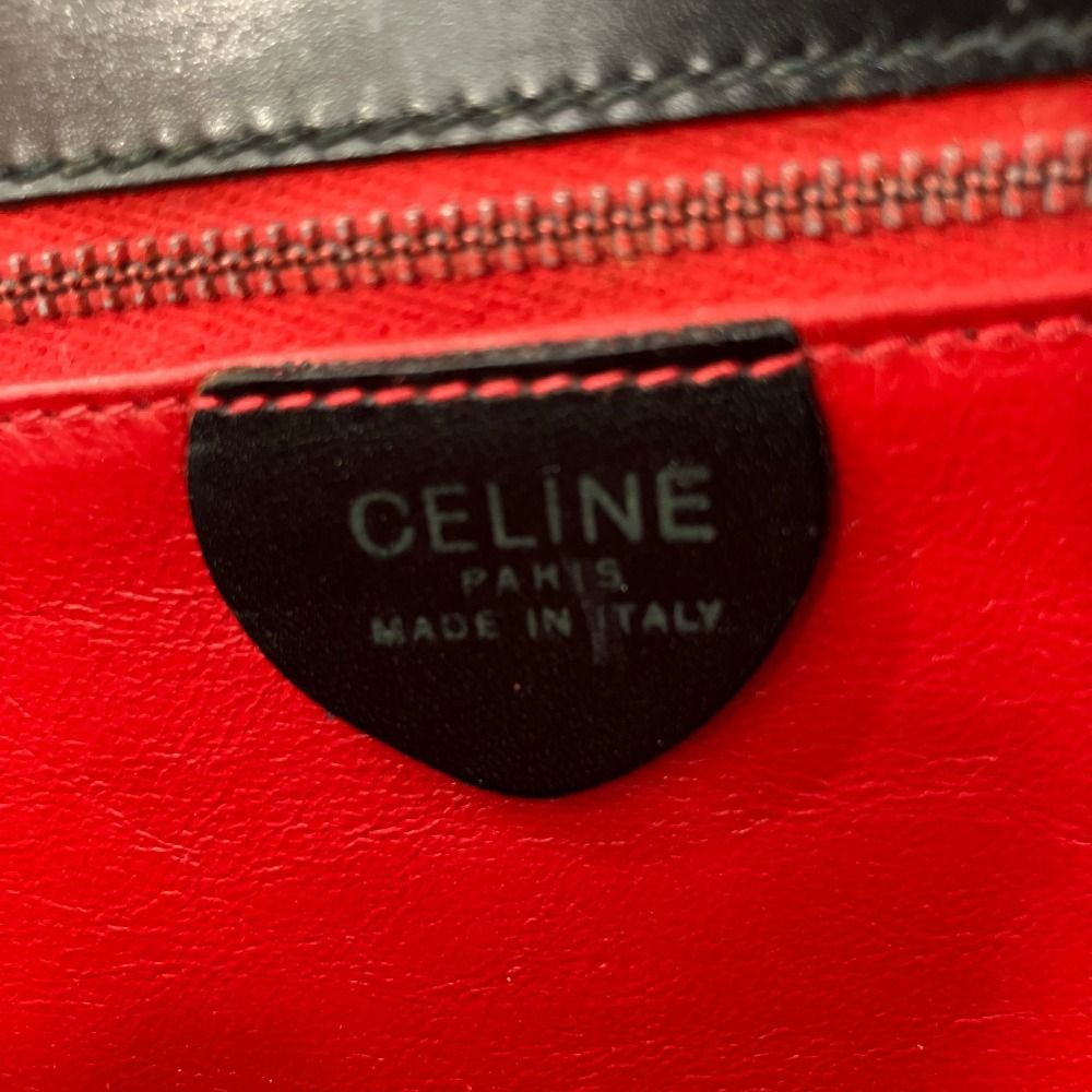 Celine Bit Leather Handbag Black Gold Colored — view 7