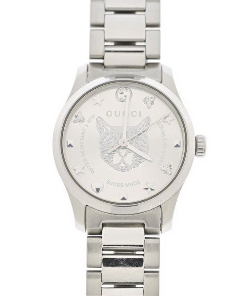 Gucci G-Timeless Angry Cat 126.5 Stainless Steel Quartz Watch Silver