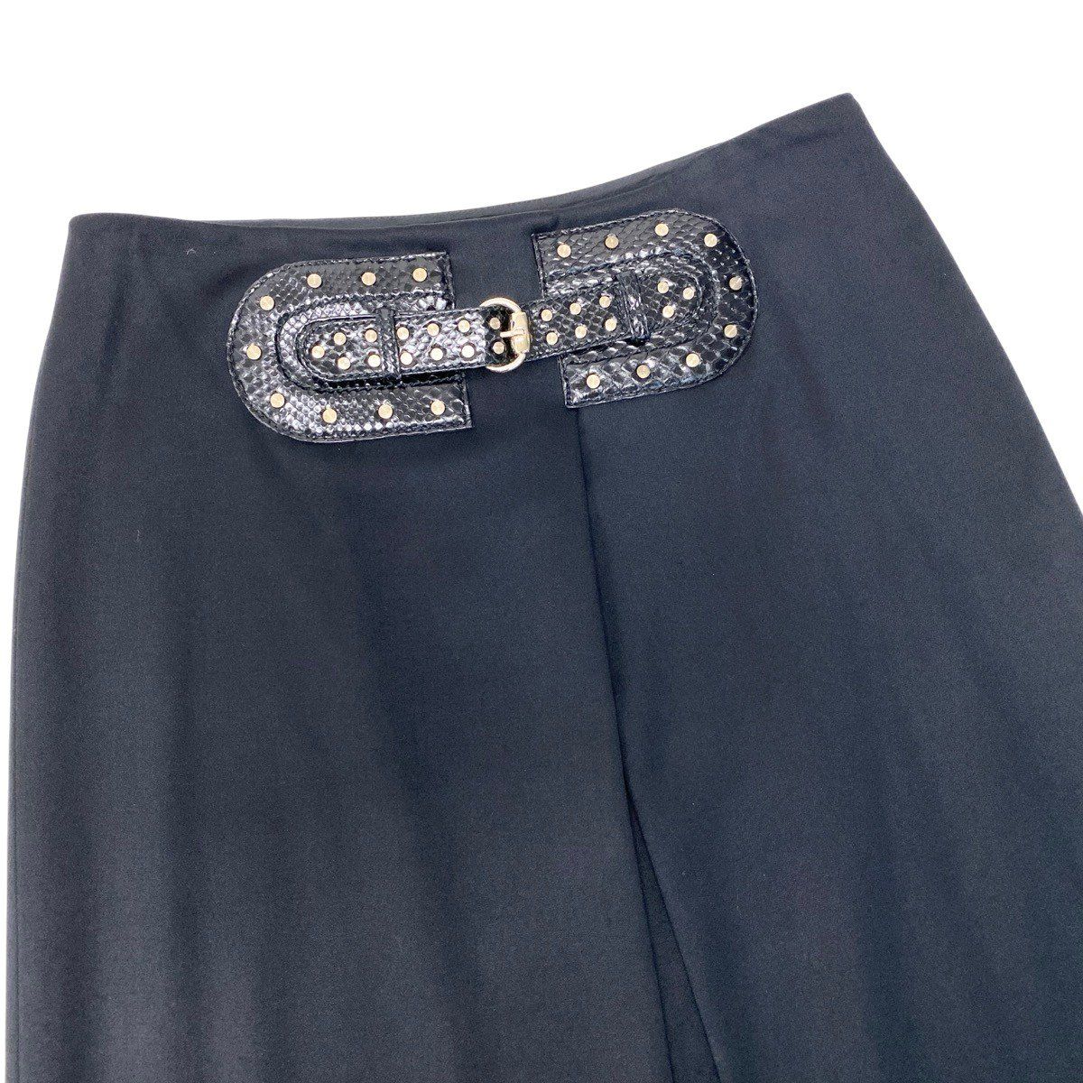 Gucci Studded Leather Belt Knee Length Skirt Stretch Black — view 4