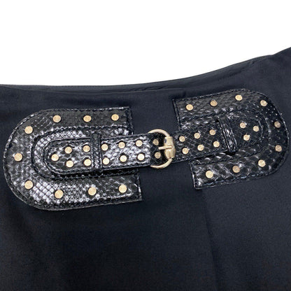 Gucci Studded Leather Belt Knee Length Skirt Stretch Black — view 7