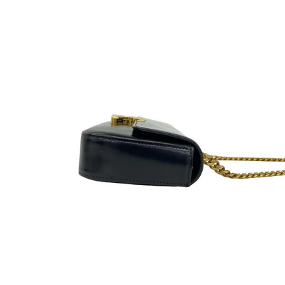 Celine Claude Triomphe Logo Leather Chain Mini Shoulder Bag Black — view 6