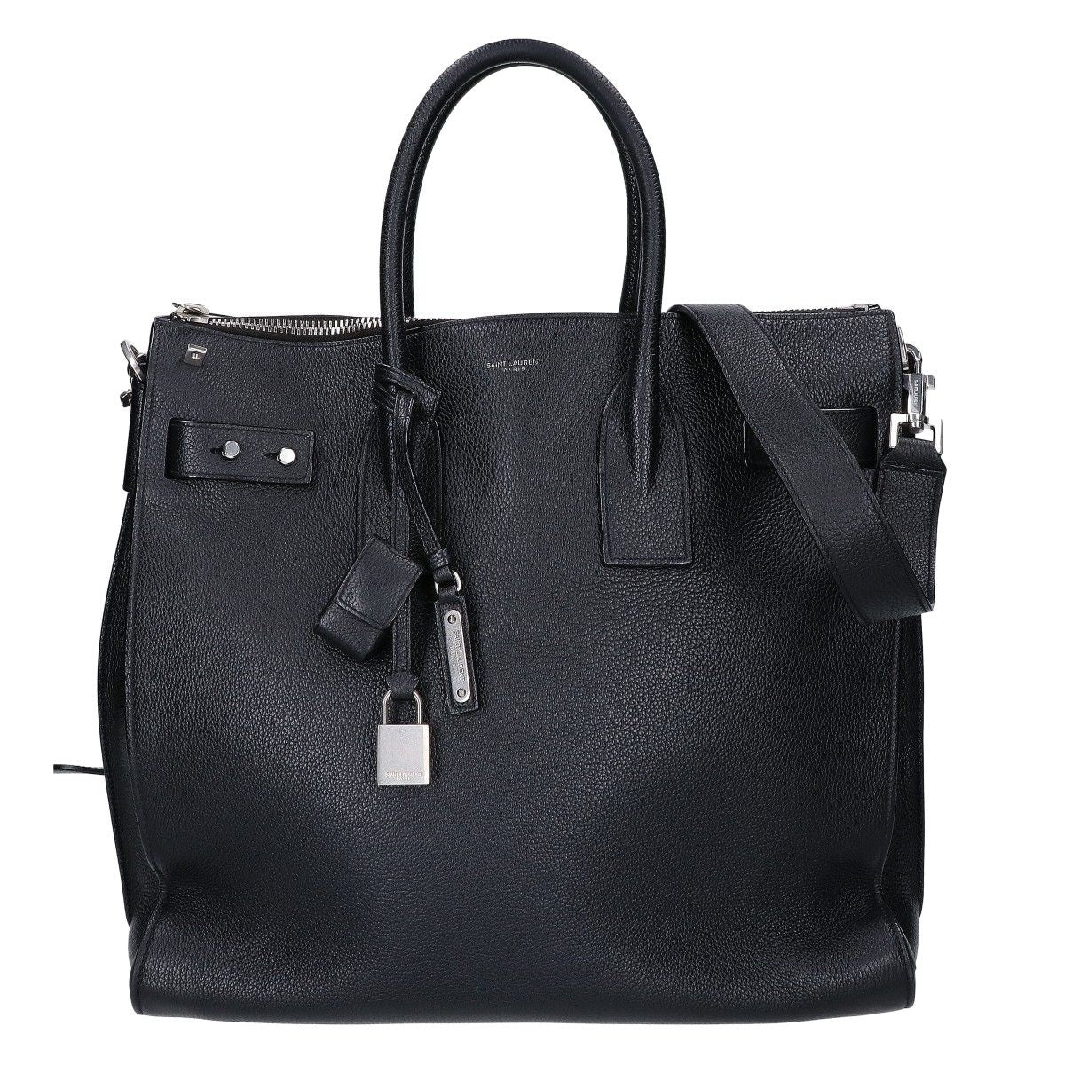 Saint Laurent Paris Grain Calfskin Sac de Jour Souple North South 2-Way Handbag